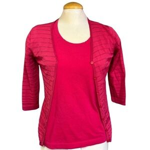 Chicho's Bright Pink Summer Cardigan and Matching Tee - Women's Size Small